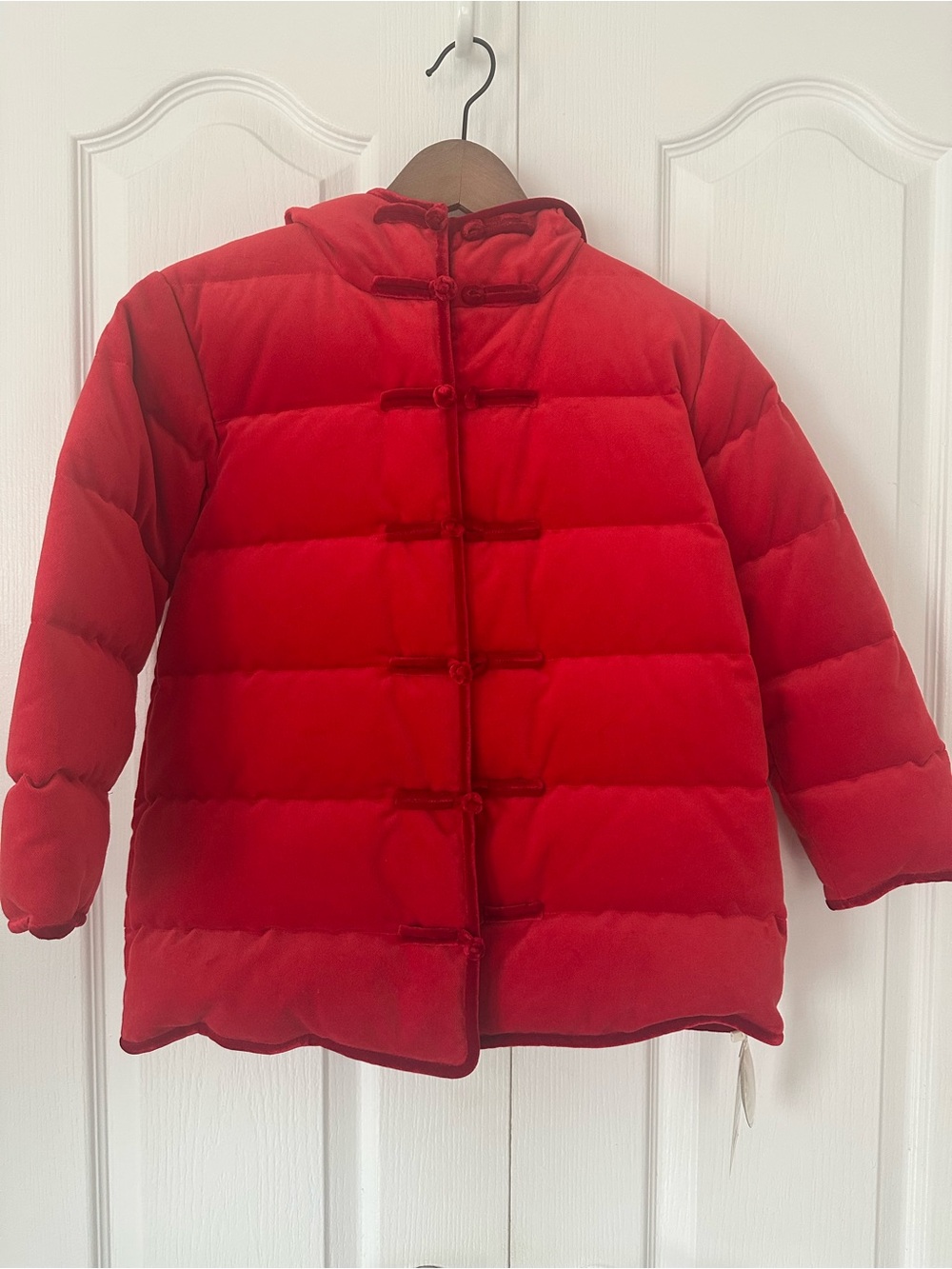 BNWT Kids Red Lux Puffer Coat with Toggle Closures